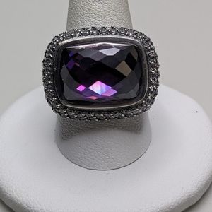 Side Swept East to West Amethyst Ring sz-8.25